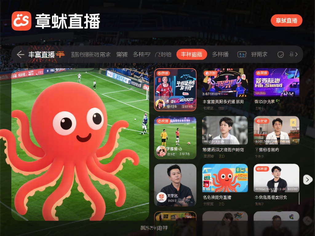 章鱼直播提供了丰富的直播内容，包括体育、